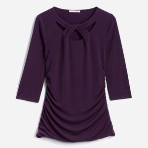 41 Hawthorn Trena Open Twist Neck Knit Top, Plum Purple